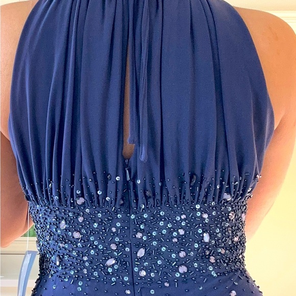 Formal party dress wedding long gown fittedpurple size 6 embellished halter neck - Picture 4 of 14